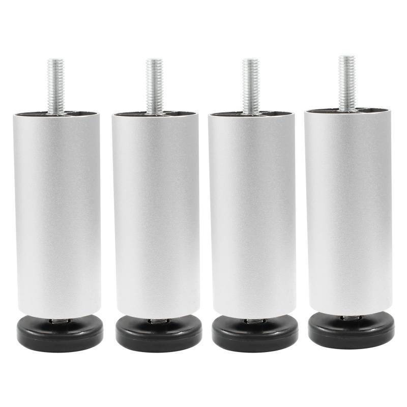 lot 17687 image: Bonsicoky 4 Inch Silver Furniture Legs Set of 4, Aluminum Alloy M8 Thread Replacement Sofa Legs for Cabinet, Cupboard, Desk - Retail $16