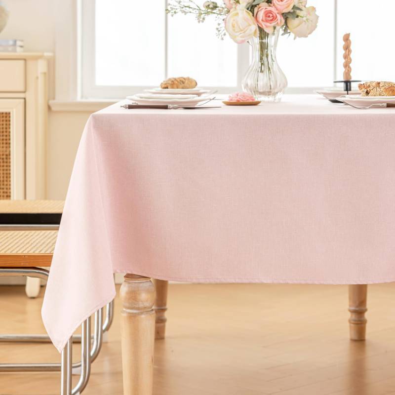 lot 17690 image: Valentines Table Cloth Rectangle Table, 60�75 Inch Linen Textured Tablecloth Waterproof Tablecloths Wrinkle Free Fabric Farmhouse Table Cover for Dining Parties Buffets Holidays,Light Pink - Retail $12