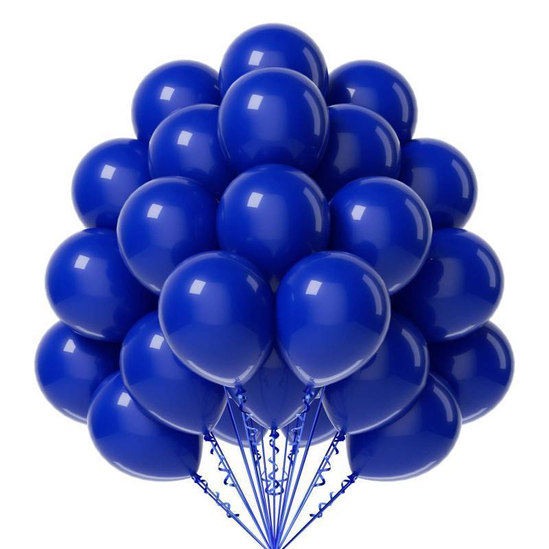 lot 28223 image: Royal Blue Balloons 12 inch, 50 Pack Royal Blue Latex Party Balloons Helium Quality for Birthday Graduation Baby Shower Baseball Nautical Wedding Party Decorations (with Blue Ribbon) - Retail $6