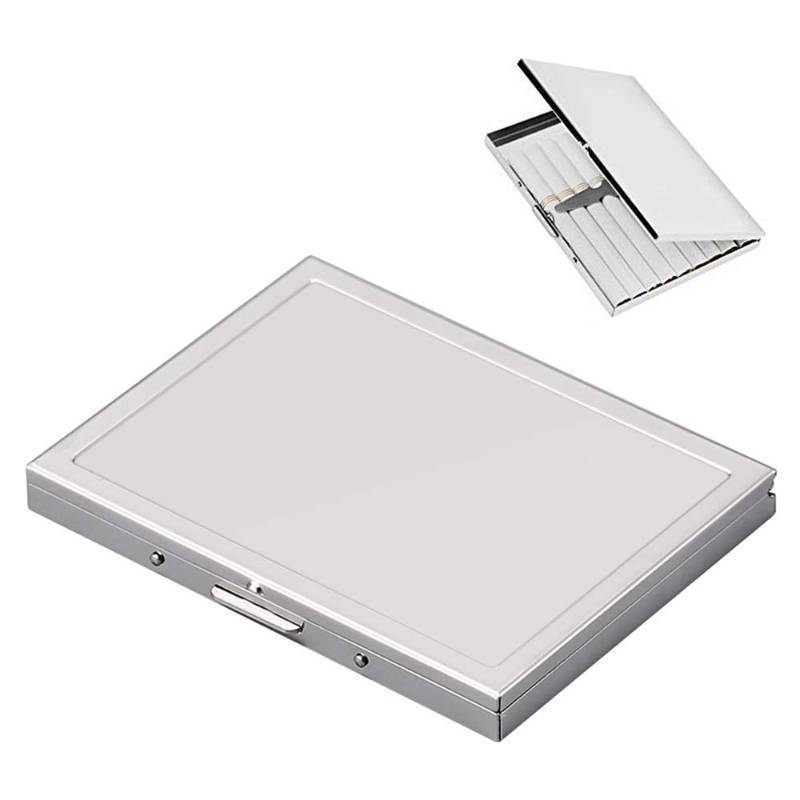 lot 28239 image: Stainless Steel Extra Slim Cigarette Case Metal Cigarette Holder Case for 100s and 84s (Silver (Concave)) - Retail $6