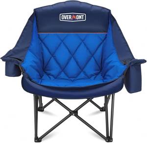 lot 8817 image: $76 Overmont Oversized XL Camping Chair 500lb Heavy-Duty Folding