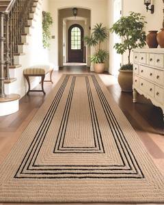 lot 8820 image: $150 LUMI 3x8 Jute Runner Rug, Non-Slip, Natural Rustic Braided Mat