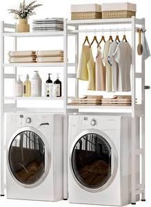lot 8829 image: $110 Cozivolife Over-Washer Storage Shelf 5-Tier Bamboo Drying Rack