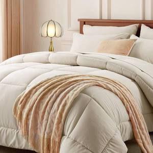 lot 8830 image: Newspin Twin Comforter Set 5 Pieces Beige Bed in a Bag