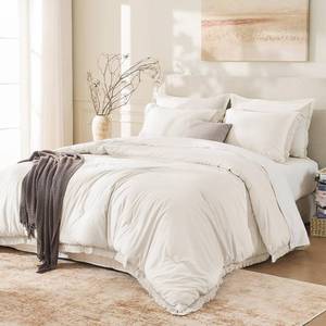 lot 8838 image: $52 Andency Comforter Set King Beige 120x120, Boho Tassel Bedding