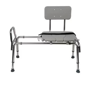 lot 8851 image: $224 Tub Transfer Bench & Sliding Shower Chair, Aluminum, 400 lb, Gray