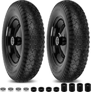 lot 8864 image: $58 Flat Free Wheelbarrow Tires & Wheels, 14.5 Universal Fit, 2 PCS