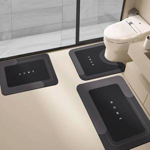lot 8870 image: Absorbent Bath Mats Set, Quick-Dry Non-Slip, Rubber Backed Black