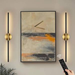 lot 8881 image: $80 Battery-Operated Wall Sconces (2), 360  Rotate, Wireless Remote
