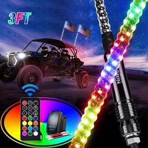 lot 8888 image: $110 Nilight 2Pcs 3ft RGB LED Whip Light with RF Remote for Can-Am