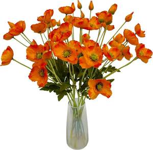 lot 8891 image: ATFL Orange Poppy Flowers Artificial - 12 Pcs Decor