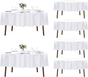 lot 8900 image: $46 Fokitut 6 Pack Round Tablecloth, 90-Inch, Stain-Resistant White, see no