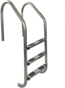lot 8911 image: $190 Aqua Select 3-Step Stainless Steel Pool Ladder, 250 lb, 1.9 OD