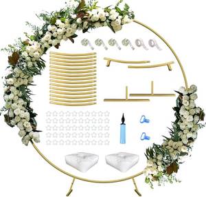 lot 8947 image: Queension 7 Ft Large Wedding Arch, Metal Balloon Backdrop, Gold
