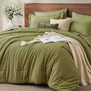 lot 8948 image: JOLLYVOGUE Olive Green Queen Comforter Set, Down Alternative