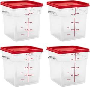 lot 8953 image: $59 8-Quart Set of 4 Clear Square Food Storage Containers with Lids