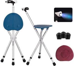 lot 8966 image: Travelon Folding Cane Seat 400-lb Capacity Blue