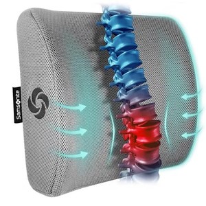 lot 8969 image: SAMSONITE Lumbar Support Pillow for Office Chair & Car Seat, Gray