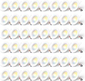 lot 8987 image: $160 Amico 56-in Recessed Can Lights 48-Pack, 5CCT, Dimmable, IC&Damp