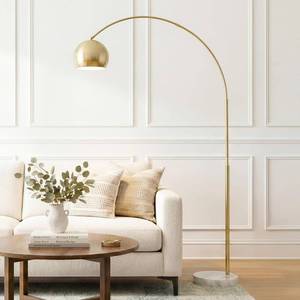 lot 8999 image: $180 Brightech Olivia Floor Lamp - Arc Lamp, Marble Base, Brass
