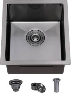 lot 9002 image: $80 Hotis Gunmetal Black Undermount Bar Sink, 13x13, Single Bowl