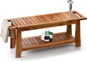 lot 9010 image: $144 Tinamo 40 Teak Shower Bench for Inside Showers, 400 Lbs Capacity