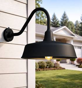 lot 9029 image: $150 18-Inch Outdoor Barn Light Dusk-to-Dawn Gooseneck Arm