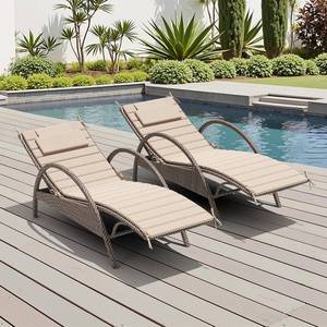 lot 9058 image: $71 Crestlive Chaise Lounge Cushion Set 2 Foldable Water-Resistant