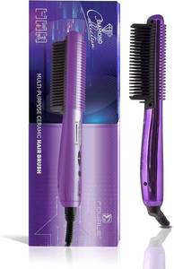 lot 9070 image: $150 Royale Luxury Ceramic Hair Straightener Brush - Ionic Tech Purple
