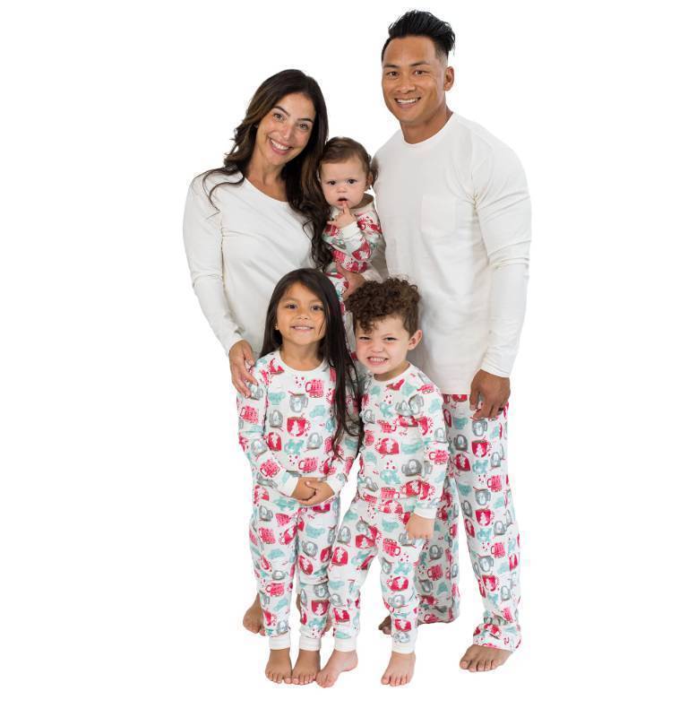 lot 2074 image: Burts Bees Baby Unisex Baby Mens Family Jammies Matching Holiday Organic Cotton Pajamas, Mugs of Happiness, Medium Retail $32.48