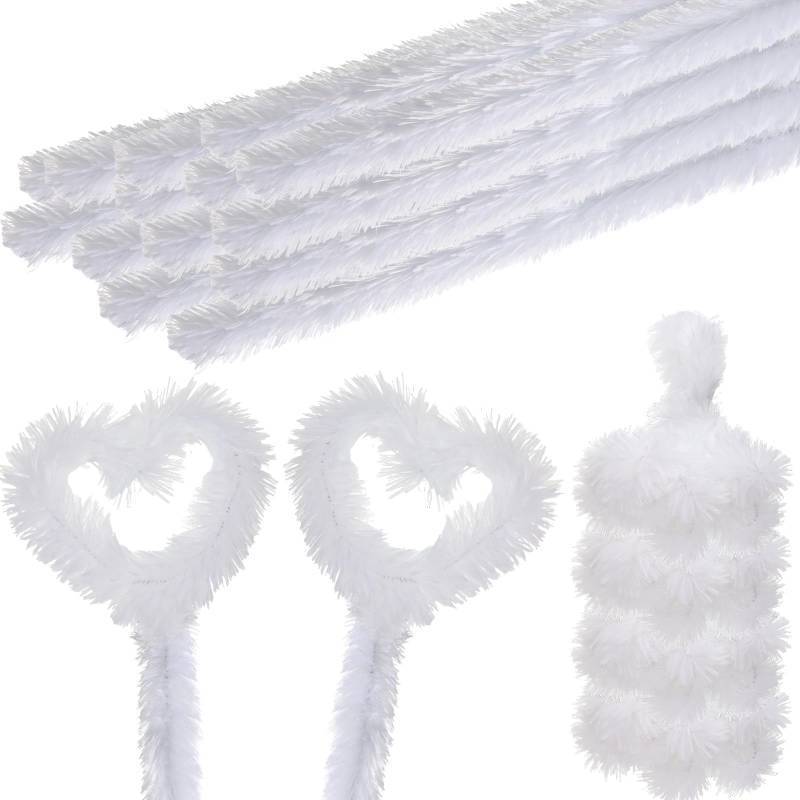 lot 2008 image: Hotop 60 Pieces Extra Thick Pipe Cleaners 30mm Jumbo Chunky Chenille Stems Craft Supplies Pipe Cleaners for Kids Beginners DIY Art Crafts Decorations (White) Retail $12.99