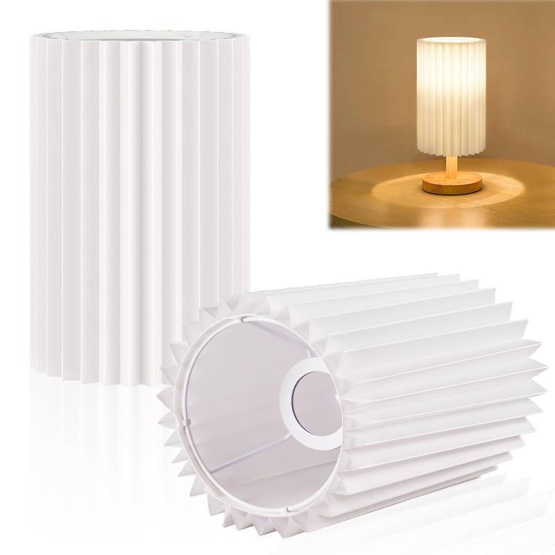lot 2019 image: XCOFZOB Small Lamp Shades Set of 2 for Table Floor Lamps, 10x6x6 Drum Lamp Shades, Pleated Lamp Shade, Linen Round Lampshades, White Barrel Lamp Shade, Medium Lamp Shade for Modern Interiors Retail $33.74