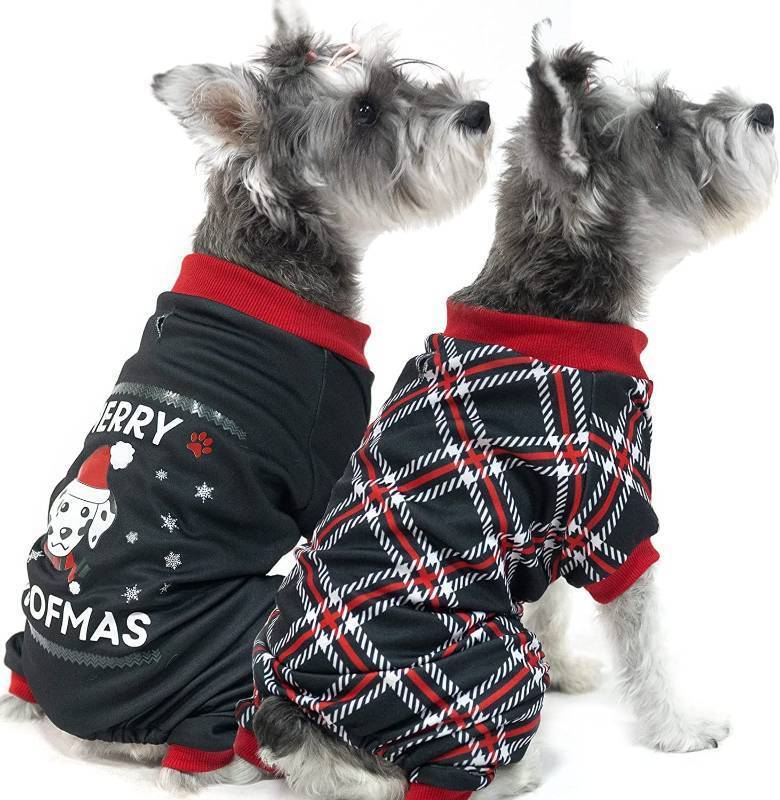 lot 2017 image: SCIROKKO Dog Pajamas for Small Dogs 2 Pack Soft Breathable Puppy Clothes, Warm Xmas Dog Winter Sweaters - Retail $21