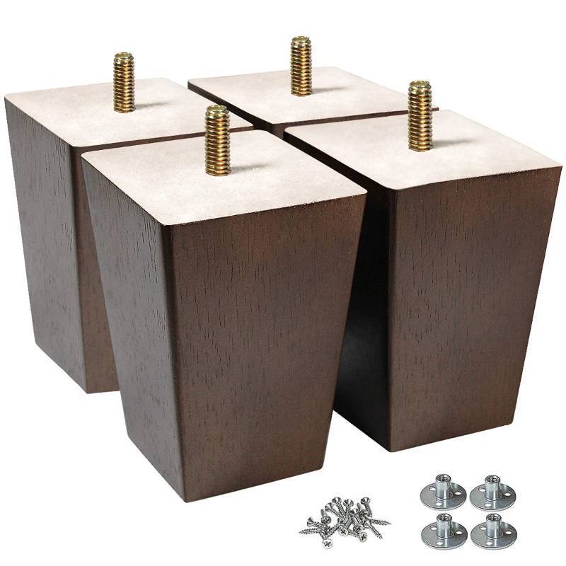 lot 2039 image: AORYVIC Wood Legs for Furniture 4 inch Sofa Legs Square Bed Legs Pack of 4 Retail $25.00