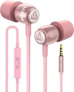 lot 2023 image: LUDOS Clamor Wired Earbuds in-Ear Headphones, 5 Years Warranty, Earphones with Microphone, Noise Isolating Ear Buds, Memory Foam for iPhone, Samsung, School Students, Kids, Women, Small Ears - Pink - Retail $20