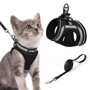 lot 2025 image: rabbitgoo Cat Harness and Leash Set, Step-in Soft Vest, Black - Retail $13