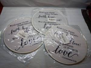 lot 2059 image: Set of 3 Faith Hope Love Embroidered Mouse Pads 1 Corinthians 1313 - Retail $0