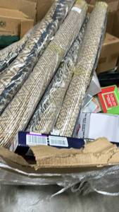Mixed Lot Rolled Woven Mats Rugs and Assorted Boxed Items
