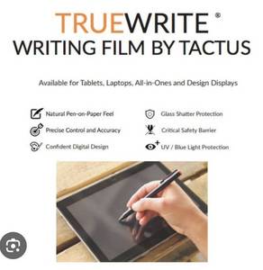 lot 2813 image: Tactus TrueWrite Writing Film for Tablets Laptops All-in-Ones Design Displays - Retail $16