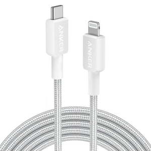 lot 2821 image: Anker 10 Braided Lightning to USB-C Fast Charging Cable - White - Retail $23