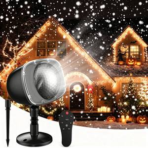 lot 2829 image: Syslux Halloween Snowfall Projector Lights,Christmas Indoor Outdoor Holiday Lights with Remote Control White Snow for Halloween Xmas Party Wedding Garden Landscape Decoration Snow Spots - Retail $24