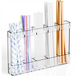 lot 2843 image: Yieach Acrylic Straw Holder for Cabinet Door- with Adhesive,No Damage Installation - 9.4 Inch Water Bottle,Cup,Drinking and Tumbler Reusable Straw Organizer Storage for Cupboard Door,Clear,Pack of 1 - Retail $6