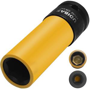 lot 2919 image: 19mm 12-Inch Drive Impact Lug Nut Socket,Deep,Metric,with Protective Sleeves and High-Strength,Non-Marring CR-MO Material - Retail $10