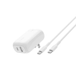 lot 2976 image: Belkin 42W Wall Charger C-C Bundle - White iPhone & Samsung Compatibility Accessory - Retail $41