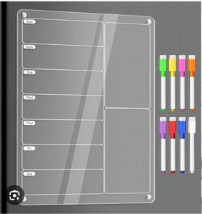 lot 3000 image: Acrylic Meal Planner Magnetic Menu Board with 5 Marker Pens