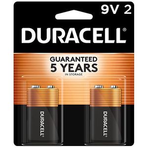 lot 3028 image: Duracell Coppertop 9V Batteries - 2pk Alkaline Battery Household Single-Use Power - Retail $20