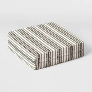 lot 3092 image: 24x22 Triangle Stripes Outdoor Deep Seat Cushion BlackNeutrals - Threshold - Retail $40
