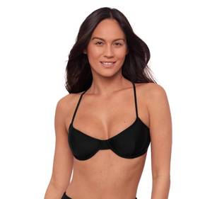 lot 3099 image: Sports Illustrated Womens X-Back Underwire Bikini Top, Black, Large - Retail $11