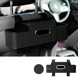 lot 66709 image: Car Storage Box Cup Holder Seat Back Phone Tissue Organizer PU Leather BLACK