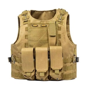 lot 66816 image: NEW Tactical Vest MOLLE Plate Carrier Adjustable With Quick Release and 5 pouches TAN